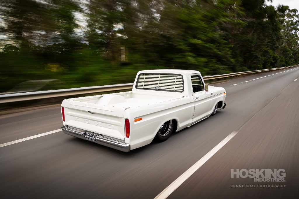 Down Town Kustoms airbagged and supercharged Ford F100